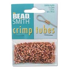 Crimp, Copper Plated 2x2mm Tube Crimping Beads w/ 1.27mm ID Approximately 400 