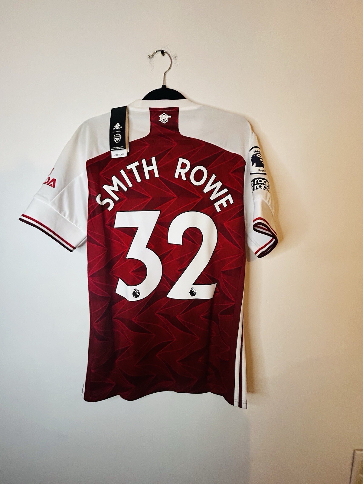 FILA Maglia calcio nuova con etichette Smith Rowe 32 Arsenal uomo M Home 2020 21 Adidas originale