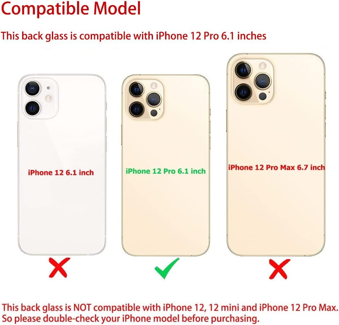 Rear Back Glass Replacement for iPhone 12 Pro 6.1 inch with Rear Back Glass Replacement for iPhone 12 Pro 6.1 inch with