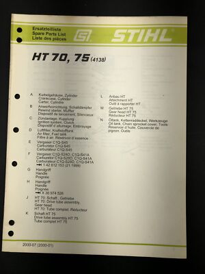 Original Equipment Manufacturer Ht 70 75 Ht70 Ht75 Stihl Polo Sierra Manual Ilustrado De Lista De Piezas Diagrama Ebay