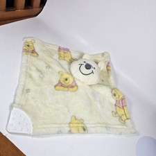 Disney Baby Winnie The Pooh Yellow 12  Lovey Teether Corner Security Blanket