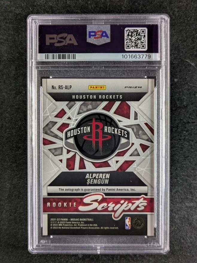 2021-22 Panini Mosaic ALPEREN SENGUN Rookie RC Auto Gold Prizm Scripts PSA 9 - Image 2 of 3