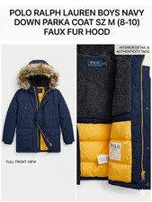 Polo Ralph Lauren kids' fur-trim hooded parka jacket SIZE M 8-10