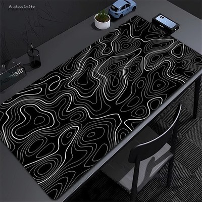 XXL Desk Mat Black And White Strata Liquid Mousepad Large Abstract Mouse Pad Gam
