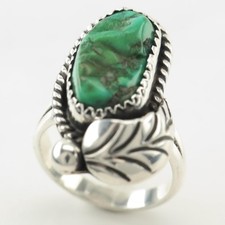 Native American Turquoise Feather Sterling Silver Ring Size 5 1/4