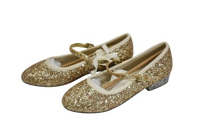 Crewcuts Shoes Girls Size 3 Gold Glitter Mary Jane Strap Low Block Heel Dress