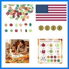 Fall Leaf Foam Sticker Autumn Glitter Maple Leaves Squirrel Foam Stickers 6...