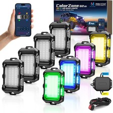 8Pods Q2 RGB IC LED Rock Lights Underbody Neon Lamp Kit Individual Group Control