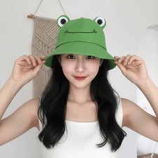 Cute Wide Brim Frog Bucket Hats Sun Protection Frog Shaped Women Bucket Hat Fish