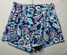 NWT Umgee Floral Paisley Shorts Blue Cotton Women Size S -C