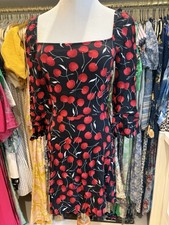 Reformation Red Cherry Puff Sleeve Mini Dress Sweetheart Neck Size S