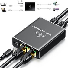 1 To 3 Gigabit Ethernet Splitter 1000Mbps RJ45 Hub Fits Cat 5/5e/6/7/8