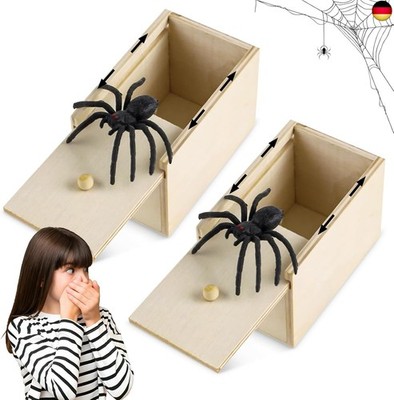 2 Stück Überraschungsbox, Spinne, Spinnenfüllung, aus Holz, Spider Prank, Sp