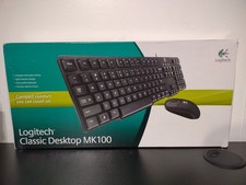 Logitech Classic Desktop MK100 Keyboard And Mouse Corded Black