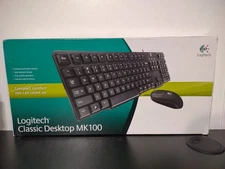 Logitech Classic Desktop MK100 Keyboard And Mouse Corded Black