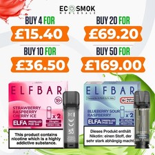 Elf Bar Elfa Pod Pre-Filled Pods 2ml 20mg E Liquid MTL - 600Puffs 50/50 VG/PG