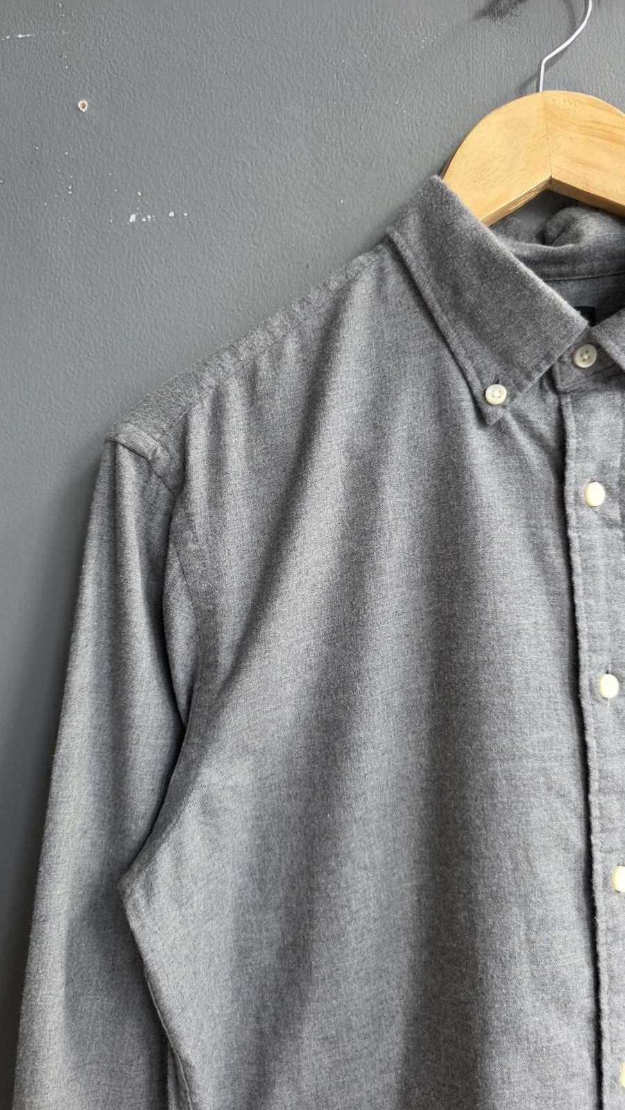 Uniqlo Grey Oxford Shirt Size S Cotton Button Down Long Sleeve Casual Shirt 16" image 2