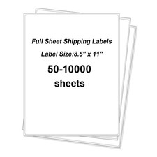 Full Sheet Shipping Labels 8.5" x 11" Matte White Adhesive for Laser/Inkjet