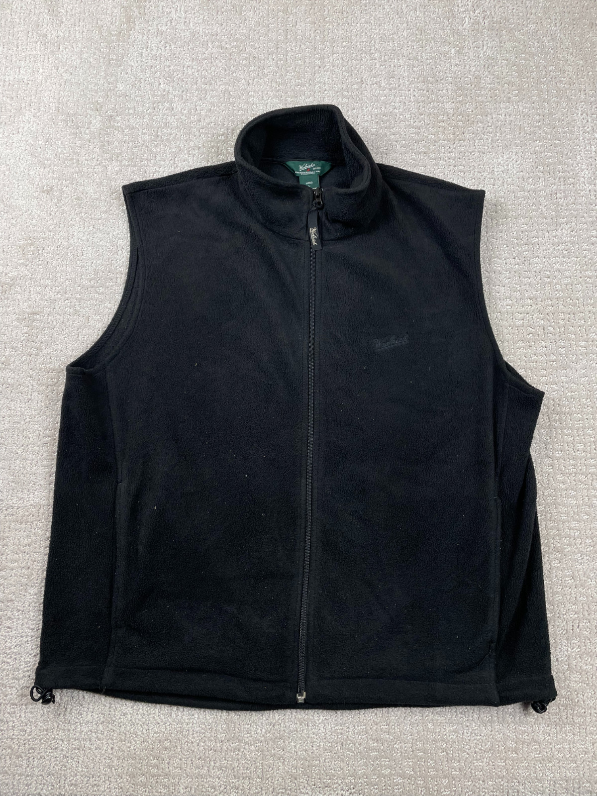 Woolrich Vest Mens Large Black Fleece Full Zip Jacket Hiking Outdoors Layering