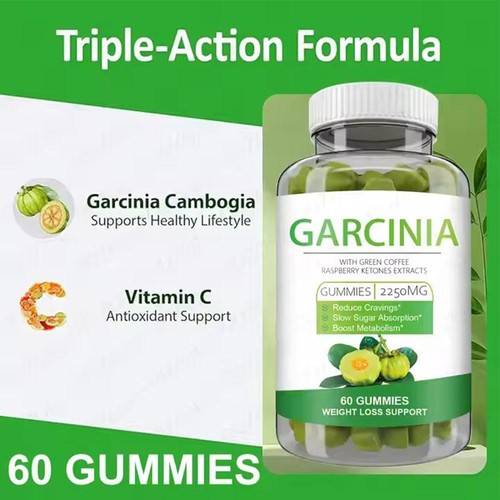 GARCINIA RASPBERRY KETONES GUMMIES 2250MG Reduce Cravings Boost Metabolism 60pcs - Picture 9 of 10