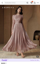ANEWSTA Damen Abendkleid Maxikleid lang Rosa ...