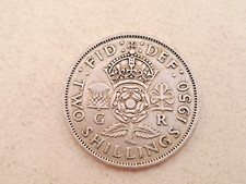 Old Style 10p coin 1950 Ten Pence Birthday date Florin Two Shillings George VI