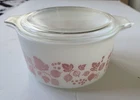 Vintage Pyrex Pink Gooseberry Cinderella Casserole Dish with Lid (#472)