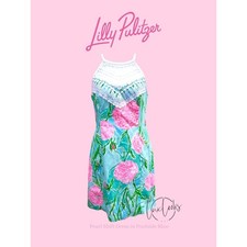 LILLY PULITZER Pearl Shift Poolside Blue Going Stag Cotton Dress size 2