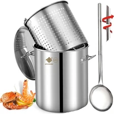 100-Quart Stainless Steel Seafood Boil Pot with Basket and 48 inch Large Spoon
