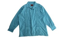 Maximos Yucatan Shirt Mens Large Blue Embroidered Guayabera Button Front