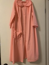 Vtg Shadowline 3 Piece Nylon Pajama Robe Set Coral Negligee Small Petite