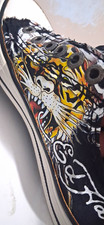 Ed Hardy Y2K Tiger Graphic Canvas Low Top Lace-Up Sneakers US 6