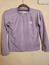 The North Face Girl's Long Sleeve Sun Tee UPF40 FLASHDRY Purple Medium 10-12