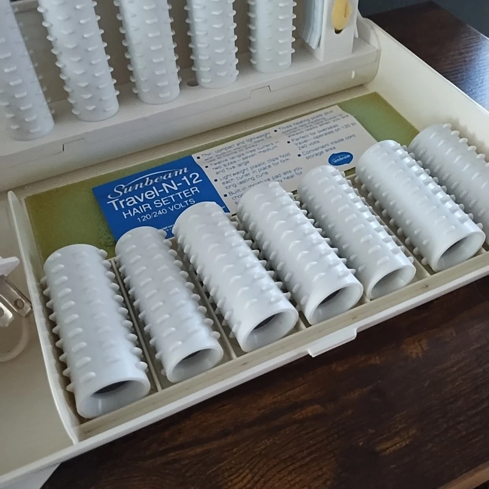 De colección 1981 Sunbeam Travel N 12 Setter de Pelo Hot Rollers Rizadores Espejo Concurso   Foto 2 de 4