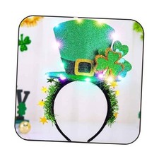 St Patricks Day Light Up Headband Led Green Hat Shamrock Hairband Irish Day