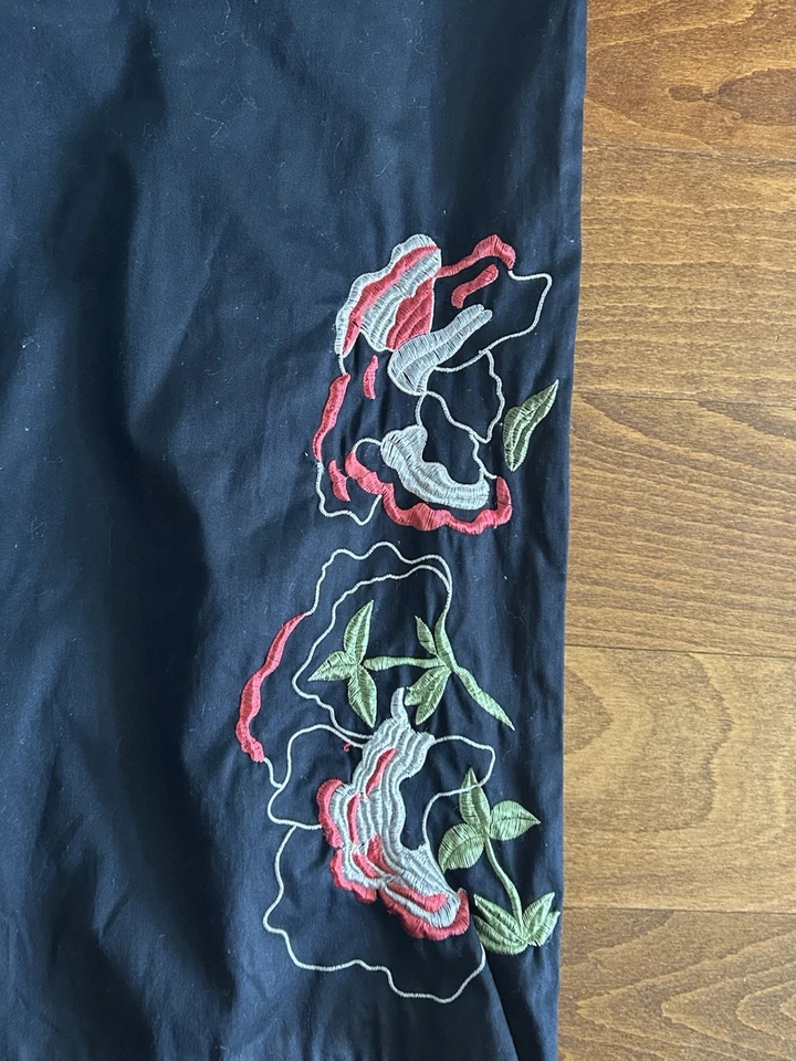 N Natori Women's Floral Embroidered Pants Black Zip Plus Size 20W Career - Image 2 of 4