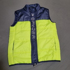 Spyder Kids Puffer Vest Neon Yellow Navy Size 6 Lightweight Ski youth Outdoor