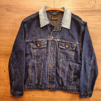 Wrangler Authentic Western Trucker Denim Jacket Mens 2 Tone Kent Collar L Blue