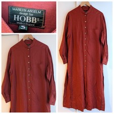 Marilyn Anselm Hobbs Linen Shirt Dress (S) Longline Maxi Modern Vintage