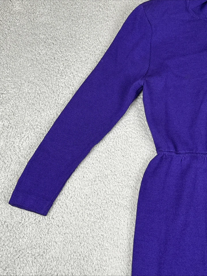 VTG St. John Marie Clay Sweater Dress Knit Mock Neck Gold Buttons 80s Size 4 USA - Image 3 of 4