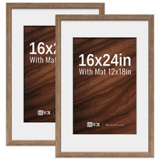 16x24 Poster Frame 2 Pack - Walnut, High-End Wood Picture Frames with Polishe...