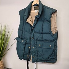 Vintage Eddie Bauer Mens Vest M Medium Premium Goose Down Green Outdoor Puffer