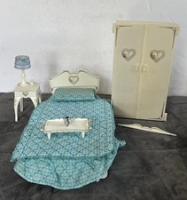Juego de muebles de dormitorio vintage 1978 para muñeca Marx Sindy lámpara de cama mesa armiore bandeja