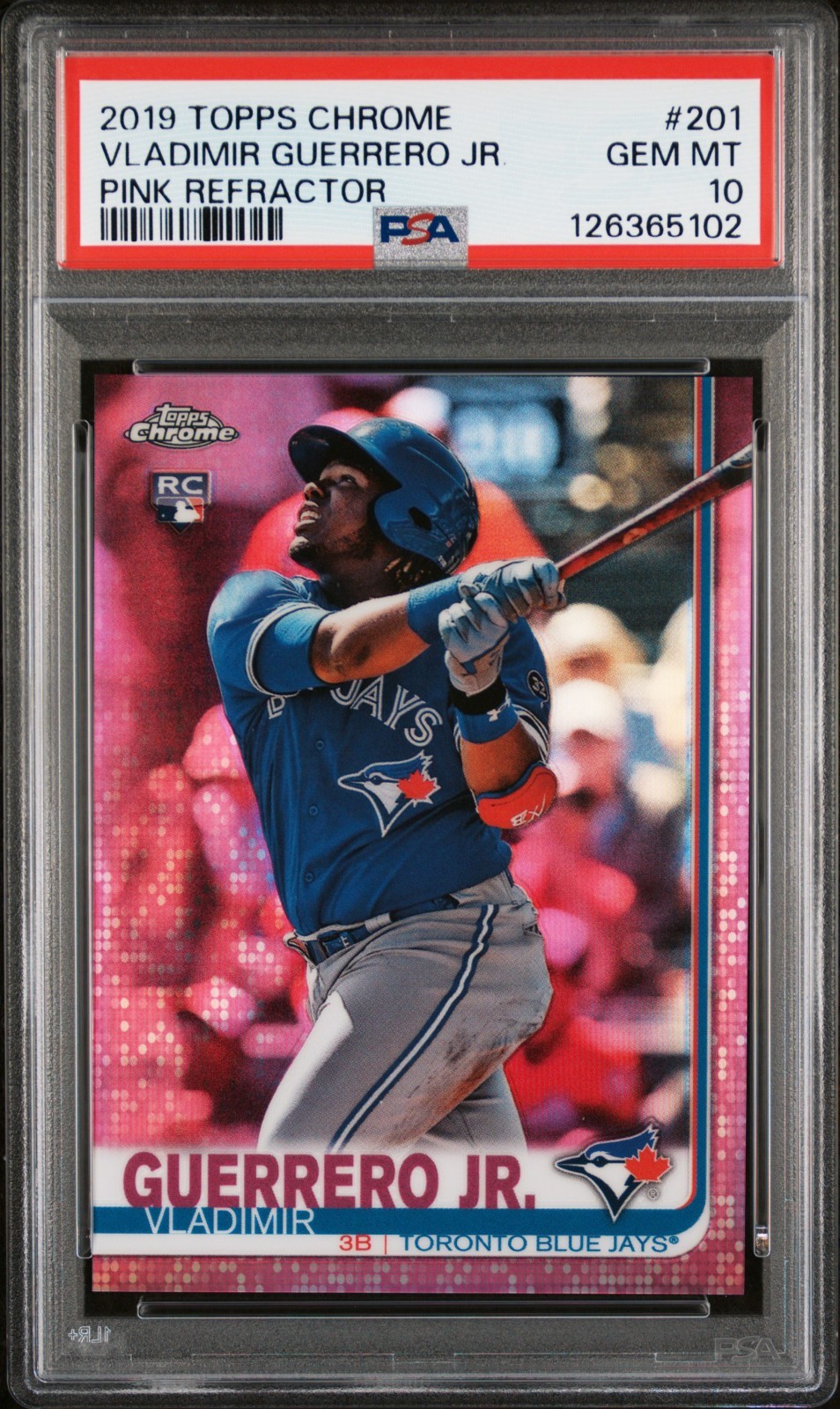 2019 Topps Chrome VLADIMIR GUERRERO JR Rookie RC Blue Jays #201 Pink PSA 10
