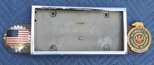 Cool 70s Chrome License Plate Frame W Brass Plate To Hang Badges On The Sides