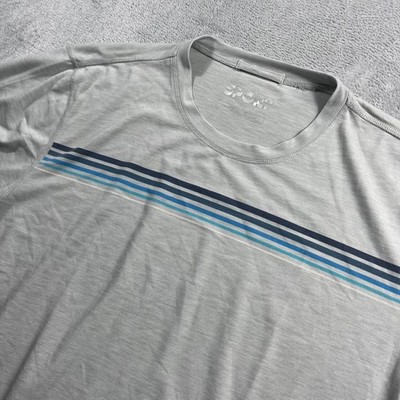 Marine Layer Sport Mens Gray Blue Chest Stripe Short Sleeve T-Shirt XL