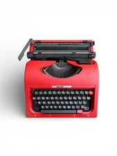 Olivetti Valentine S-112 Red Typewriter With Case Junk For Parts Or Repair Retro thumbnail