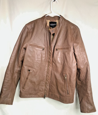 Lucky Brand Bonneville Racer Men Medium M Brown Real Leather