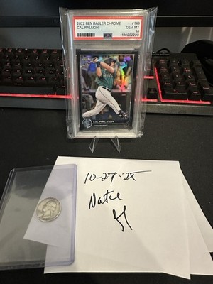 2022 Topps Chrome Baseball Cal Raleigh #149 Ben Baller PSA 10 pop 10 ...