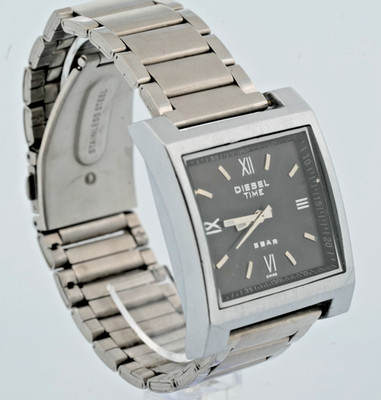 Diesel Time 1298G Men's Silver Stainless Steel Analog Black Dial Wrist Watch